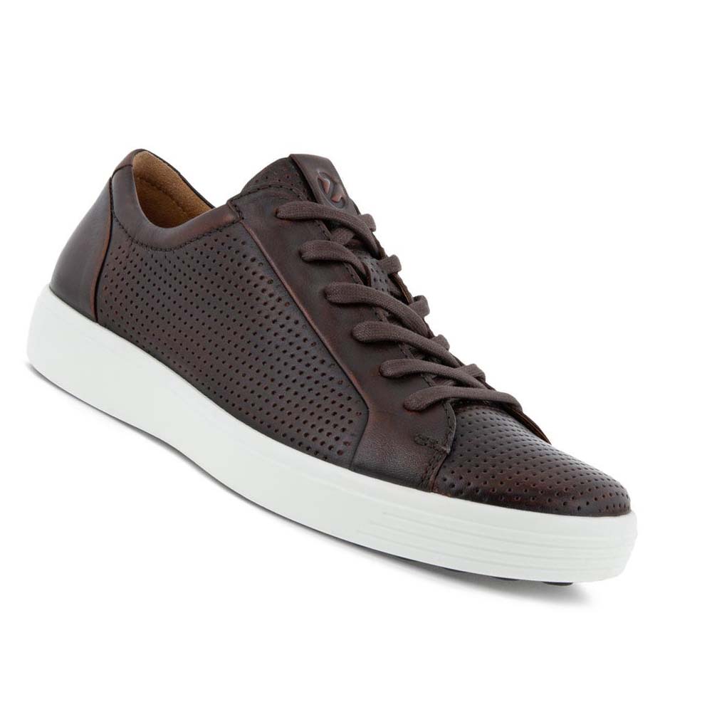 Men's Ecco Soft 7 Laced Casual Shoes Coffee | Canada 477RVD